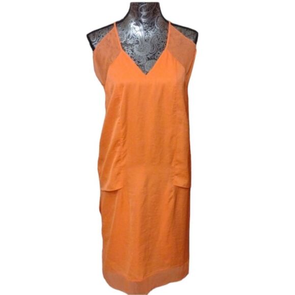 Helmut Lang Dress Chroma Drape cutout mesh details color sunburn Orange bright 4 - Picture 2 of 12